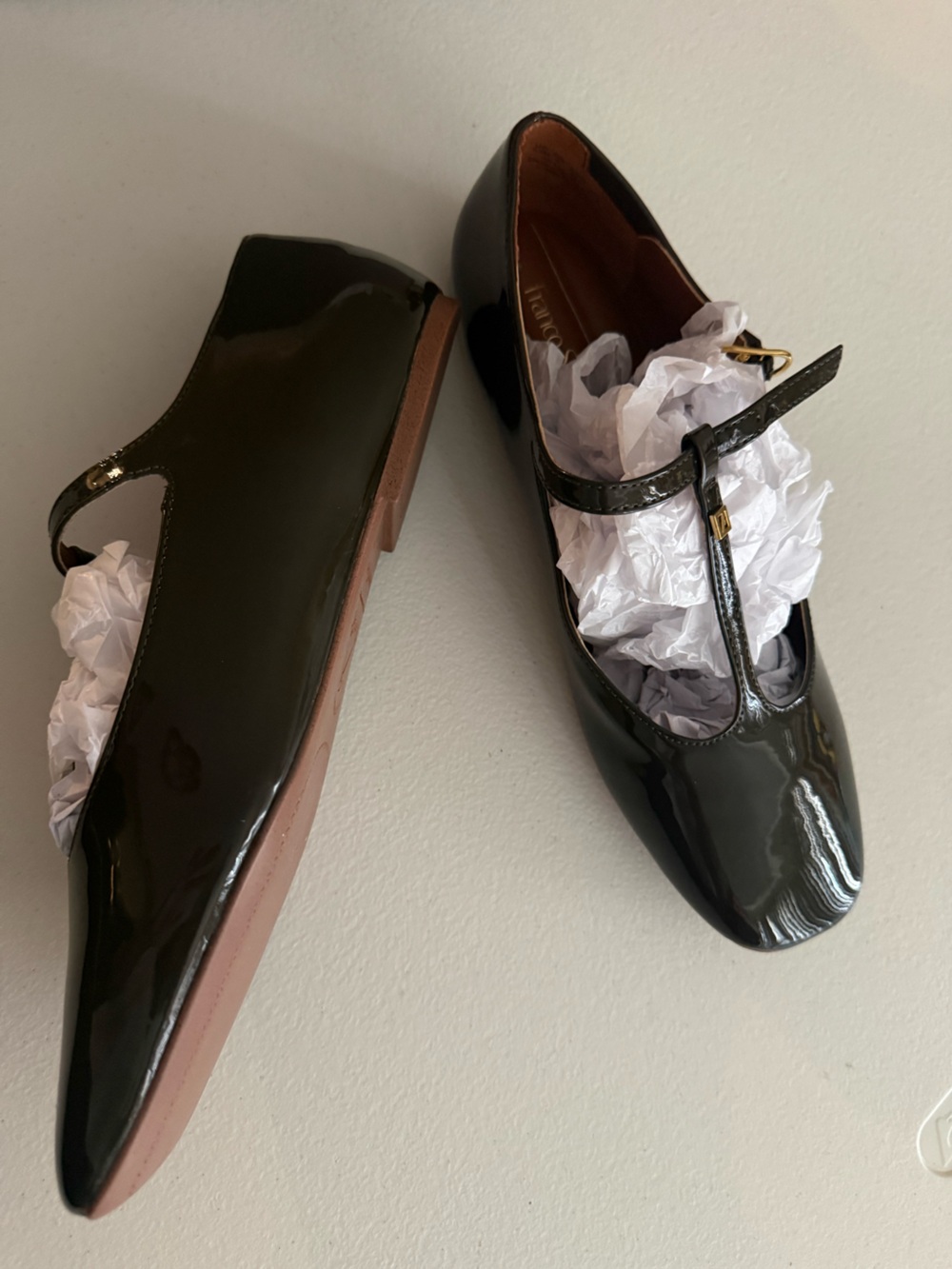 Mary Jane Flats Women’s 6.5 🎀 Franco Sarto Marylee Green Patent T-Strap